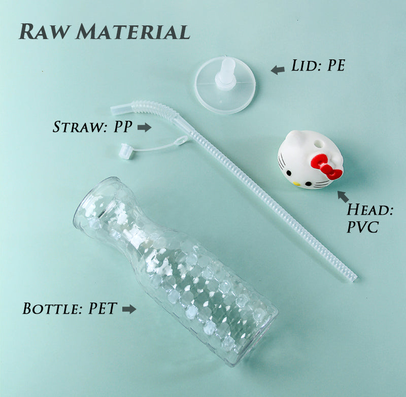 Cute 3D Cartoon Animal Head PET Straw Water Bottle 450-500ml | Reusable Kids Party Cold Drink Cup for Juice Bubble Tea