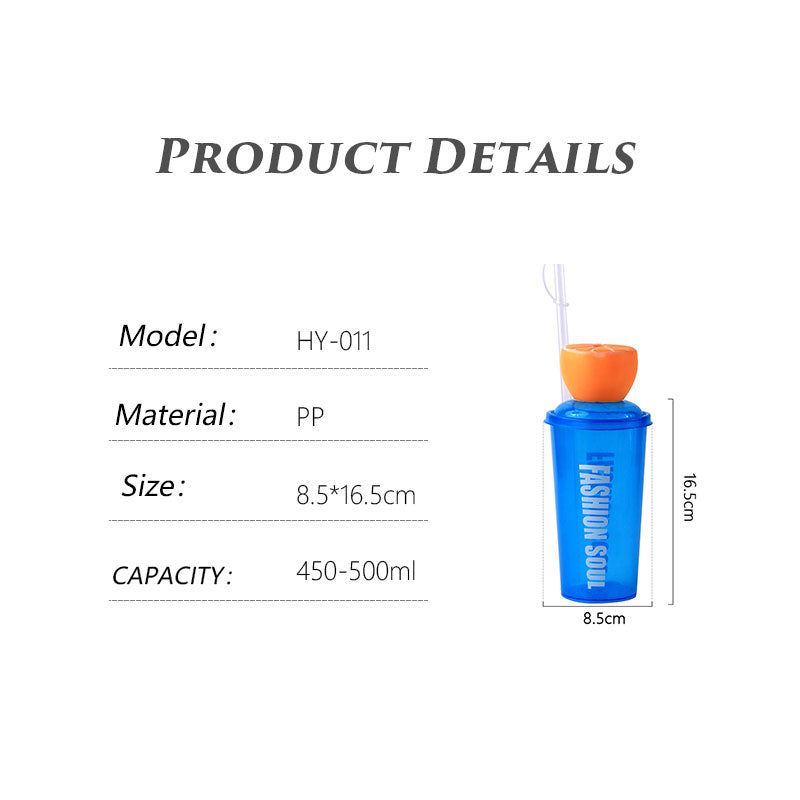 600ML 3D Cartoon Topper Plastic Tumbler With Straw Kids Reusable Water Cup For School Gift