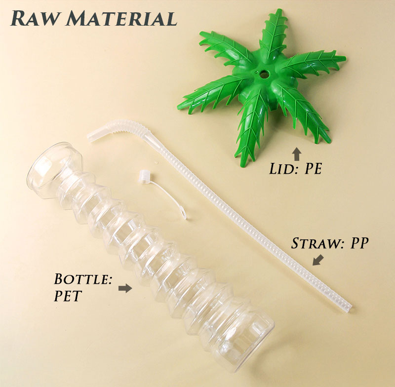 Palm Tree Plastic Straw Cups Tropical Hawaiian Luau Party Tumblers Summer Beach Pool Carnival Drink Cups Custom Logo Wholesale Bulk
