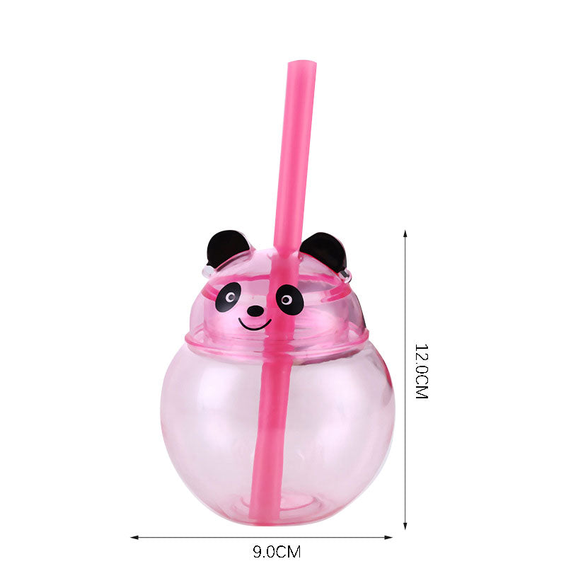 500ML Cute Panda Shape Plastic Cup With Straw PET+AS BPA Free Novelty Drinking Cup For Kids Party Cold Drinks