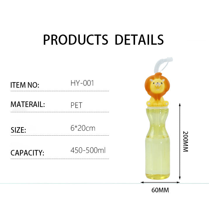 Wholesale 500ML Cartoon Animal Head PET Straw Cup Custom Color Logo Plastic Drink Tumbler For Restaurant Milk Tea Store Kids Birthday Party OEM Manufacturer