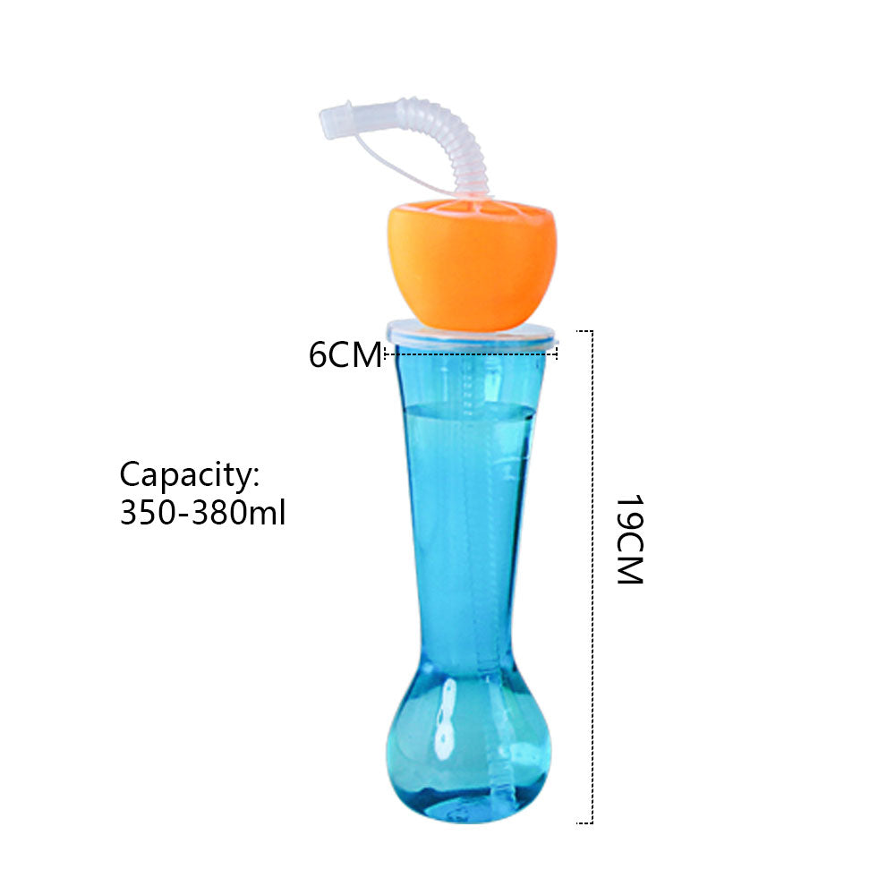 350ml Fruit Shaped Lid Plastic Yard Cup With Straw Custom Print Party Drink Tumbler