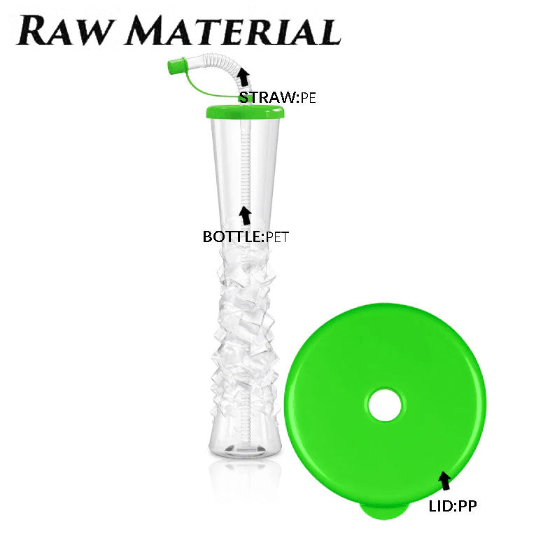 500ML Transparent Twisted Texture Tall PET Plastic Straw Cup Reusable Custom Logo Party Tumbler
