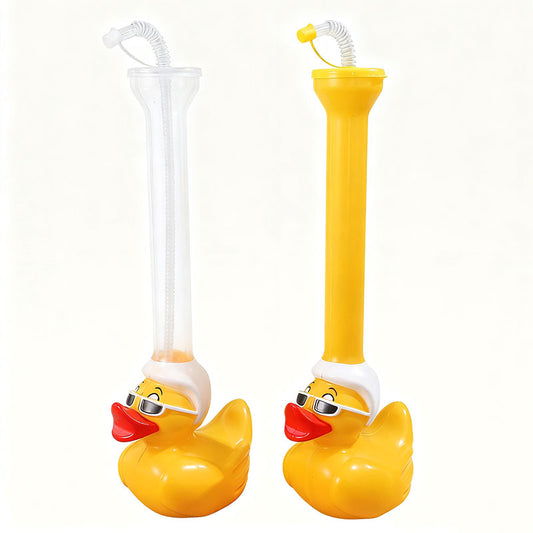 Cool Yellow Duck Tall Plastic Straw Cup 1000ML Reusable Party Tumbler Custom Logo Water Drink Cup