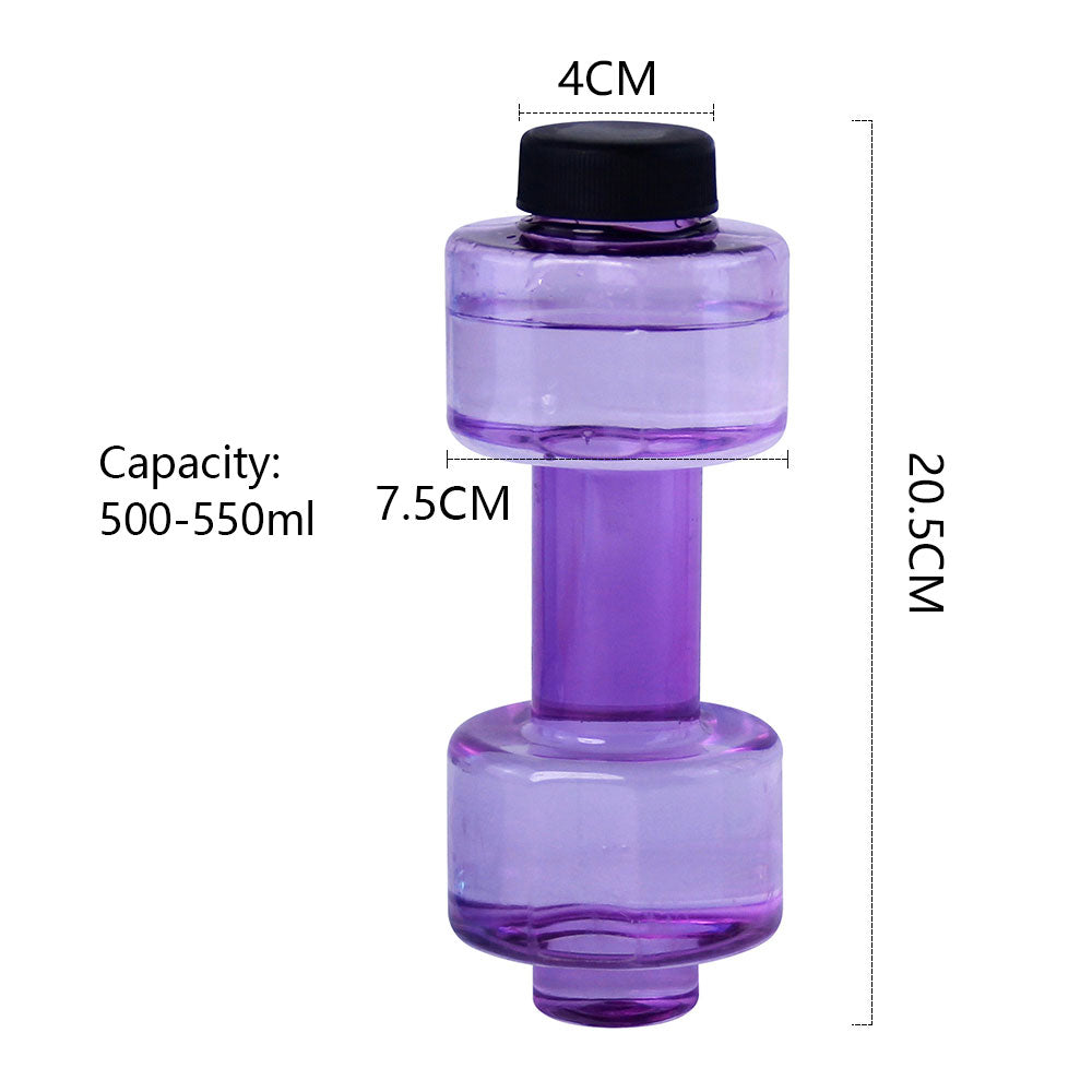 Wholesale Dumbbell Shaped Sports Water Bottle 450-500ML Custom Logo PET Plastic Gym Workout Hydration Bottle Custom Printing For Fitness Store Bulk Supply