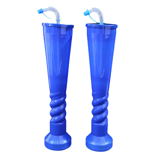 1000ML Twisted Spiral Stem Plastic Yard Cup Custom Logo PP PE Tall Party Tumbler With Straw Custom Color Wholesale