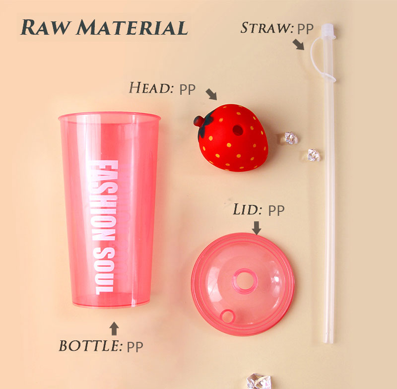 600ML 3D Cartoon Topper Plastic Tumbler With Straw Kids Reusable Water Cup For School Gift