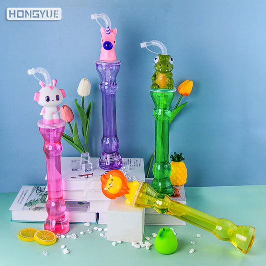 Dinosaur Shark Fruit Mermaid Animal Toy Head Novelty Yard Cups Disposable Plastic and PET Drinkware with Straw