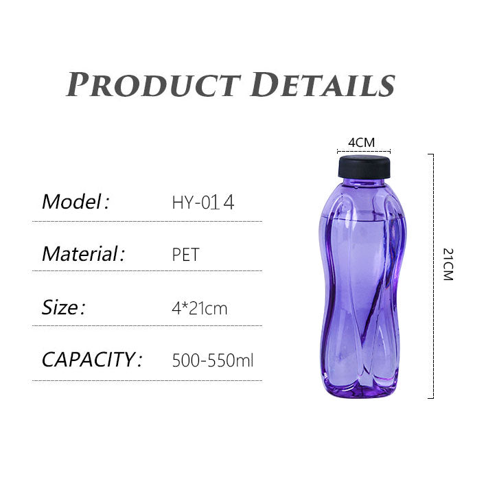 500ml PET Plastic Beverage Bottle 4×21cm Slim Twist Drinking Bottle