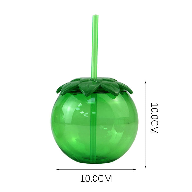 500ML Transparent Fruit Shape PET Straw Cup Reusable Custom Logo Plastic Party Juice Tumbler