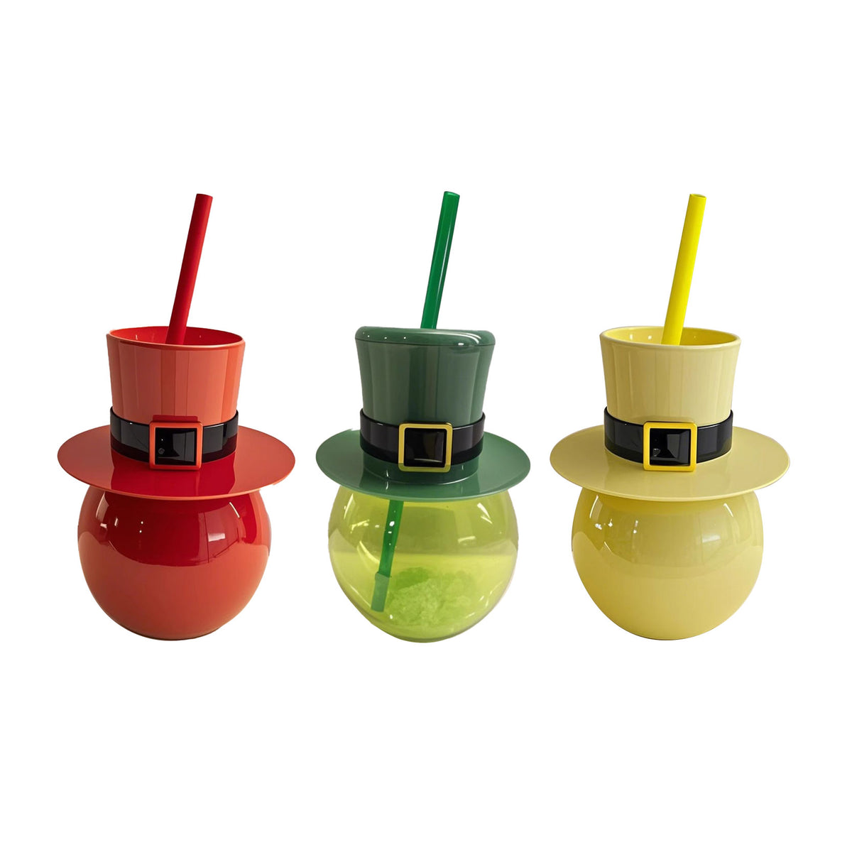 500ML Top Hat Shaped Plastic Straw Cup PP AS PET Novelty Party Drinking Cup Reusable Decorative Tumbler for Holiday Gift