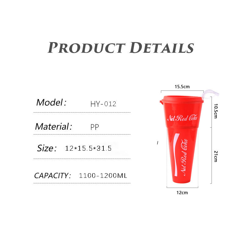 In 1 Energy Drink Style Popcorn Cup With Straw Large Disposable Movie Night Party Tumbler Bucket