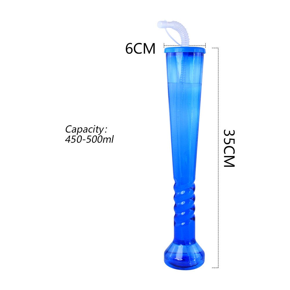 500ml Spiral Tall Yard Cup Plastic Tumbler With Straw Custom Print For Party Bar