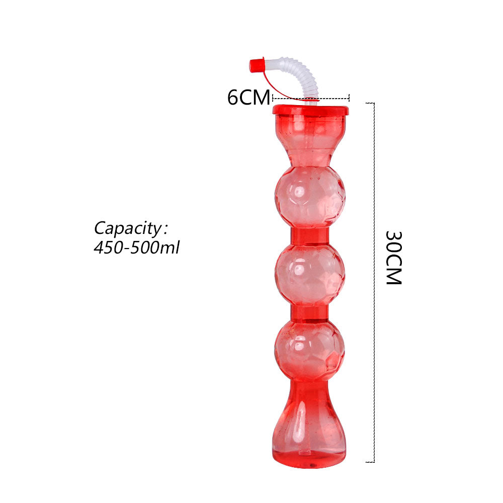 450-500ml Multi-Ball Tower Plastic Straw Cup 30×6cm PET Party Drinking Bottle