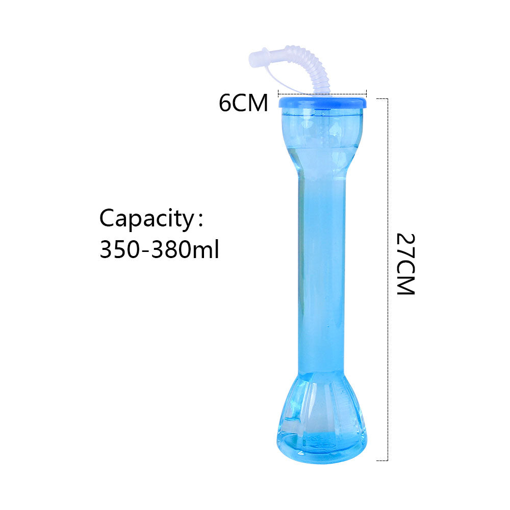 Tall Plastic Yard Cup With Bendy Straw, 380ml BPA Free Reusable Beach Pool Party Cocktail Tumbler For Summer Carnival Bar