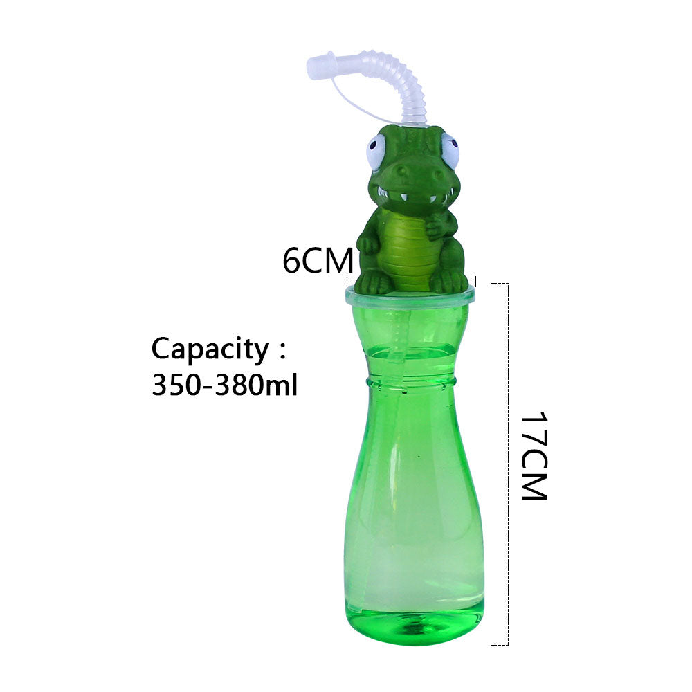 450-500ML Cute Dinosaur Head Plastic Drink Straw Cup Custom Printing Reusable Souvenir Cup For Children Birthday Party Water Park Bar