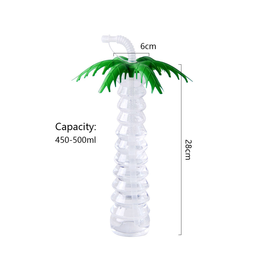 Palm Tree Plastic Straw Cups Tropical Hawaiian Luau Party Tumblers Summer Beach Pool Carnival Drink Cups Custom Logo Wholesale Bulk