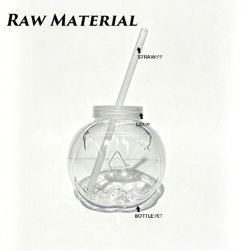 500ml PET Halloween pumpkin face straw cup for halloween party decor wholesale
