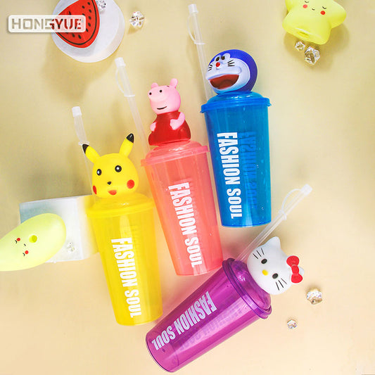 Custom Logo Wholesale 650ml PP Plastic Bottles Cartoon 3D Fruit Animal Head Party Yard Cups