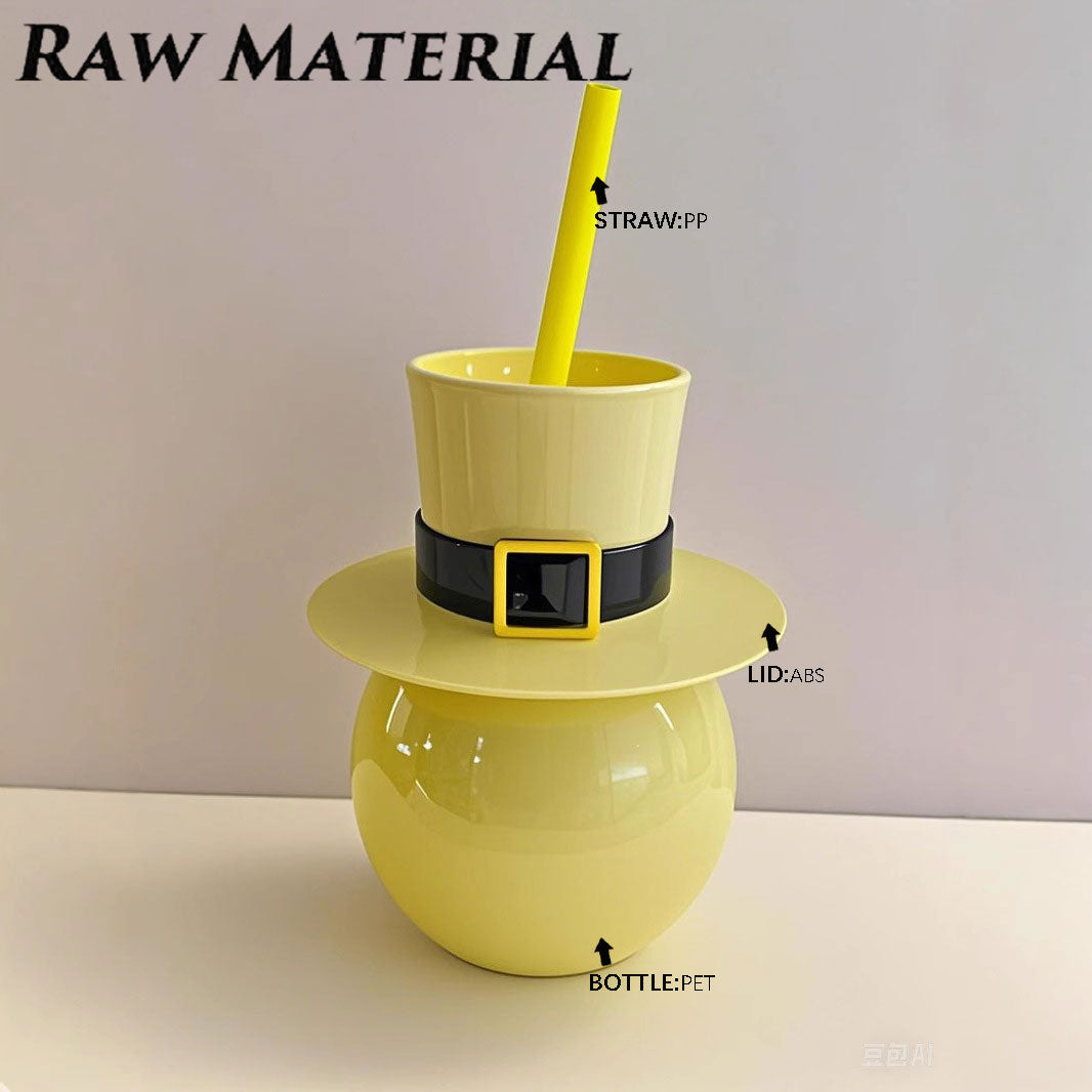 500ML Top Hat Shaped Plastic Straw Cup PP AS PET Novelty Party Drinking Cup Reusable Decorative Tumbler for Holiday Gift