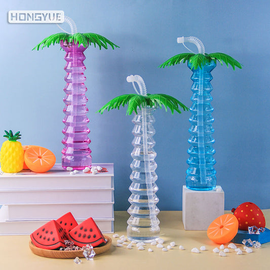 Coconut Tree Cup Plastic Party Yard Cups 500ml Promotional Bottle Led Yard Cups Plastic