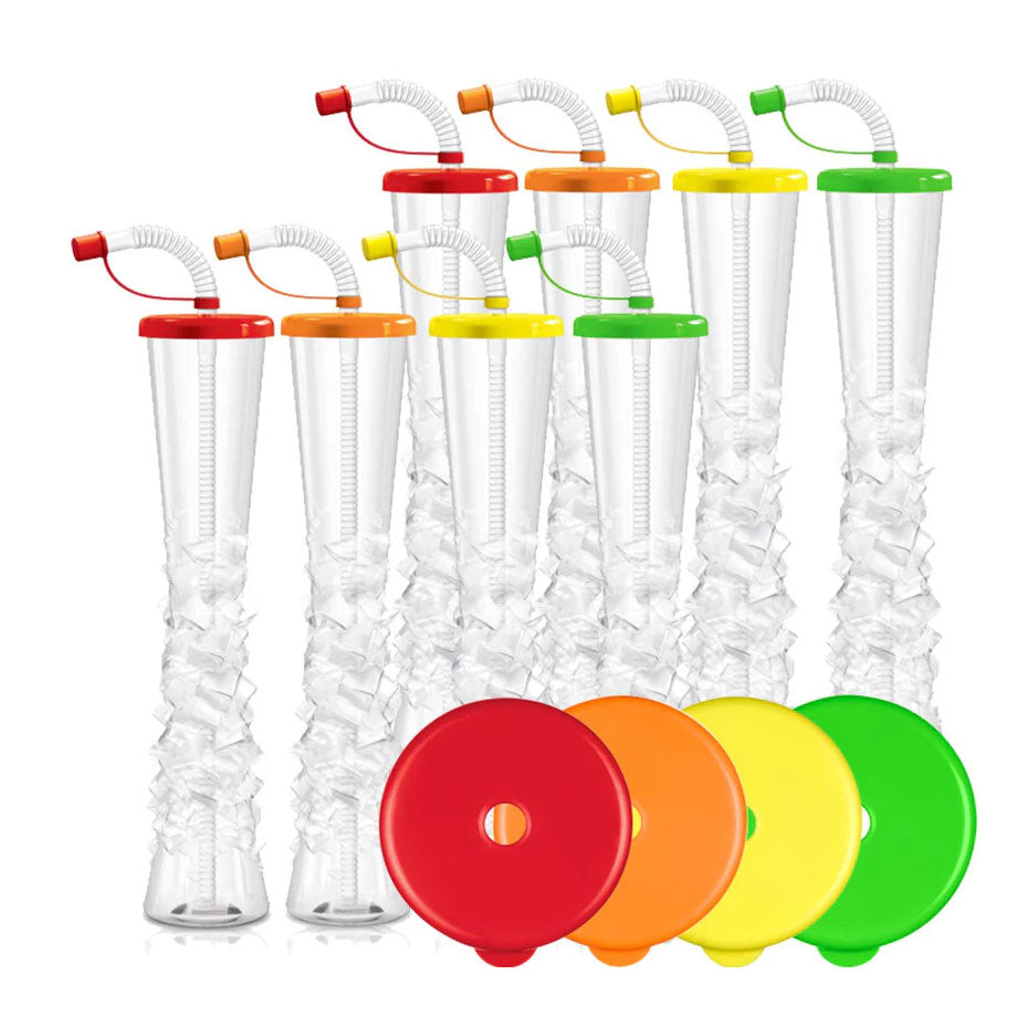 500ML Transparent Twisted Texture Tall PET Plastic Straw Cup Reusable Custom Logo Party Tumbler