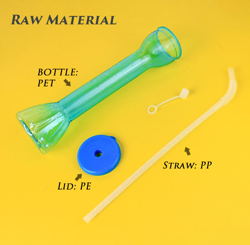 Tall Plastic Yard Cup With Bendy Straw, 380ml BPA Free Reusable Beach Pool Party Cocktail Tumbler For Summer Carnival Bar