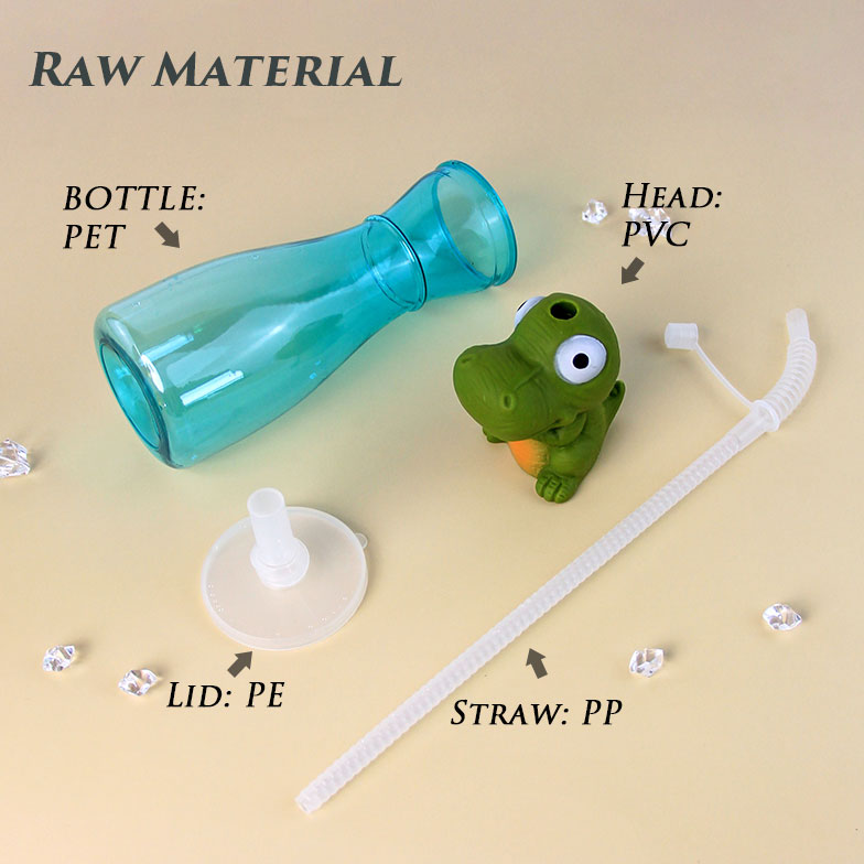 450-500ML Cute Dinosaur Head Plastic Drink Straw Cup Custom Printing Reusable Souvenir Cup For Children Birthday Party Water Park Bar