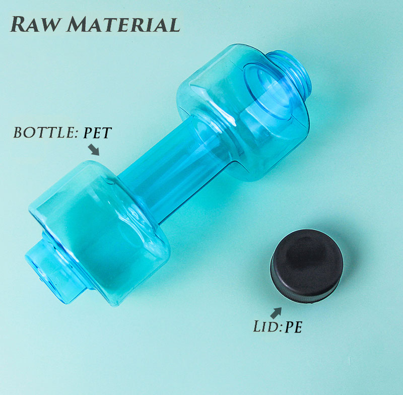 Wholesale Dumbbell Shaped Sports Water Bottle 450-500ML Custom Logo PET Plastic Gym Workout Hydration Bottle Custom Printing For Fitness Store Bulk Supply