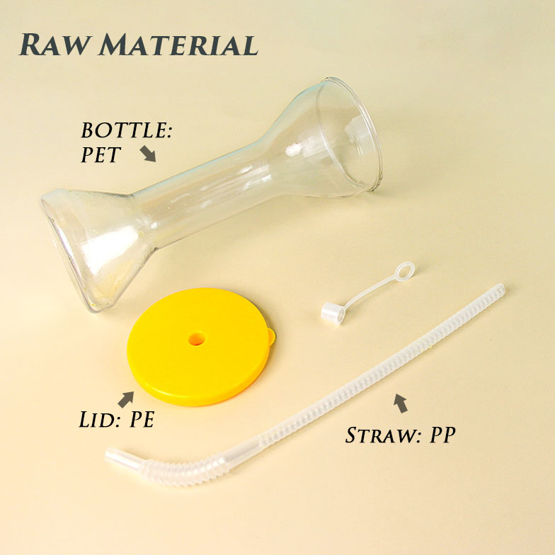 Beer Yard Cups With Bendy Straw, 500ml 600ml 700ml 800ml BPA Free Plastic Tall Tumbler For Bar Party Carnival