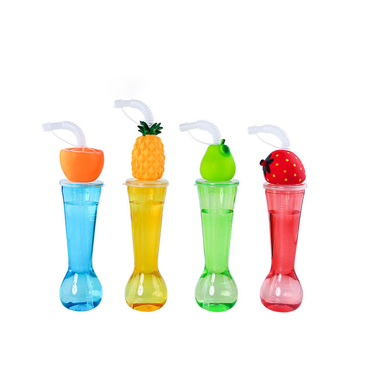 350ml Fruit Shaped Lid Plastic Yard Cup With Straw Custom Print Party Drink Tumbler