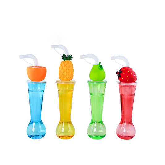 350ml Fruit Shaped Lid Plastic Yard Cup With Straw Custom Print Party Drink Tumbler
