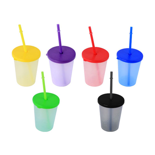 600ml Plastic Cup With Lid & Straw Custom Print PET Drink Tumbler Wholesale