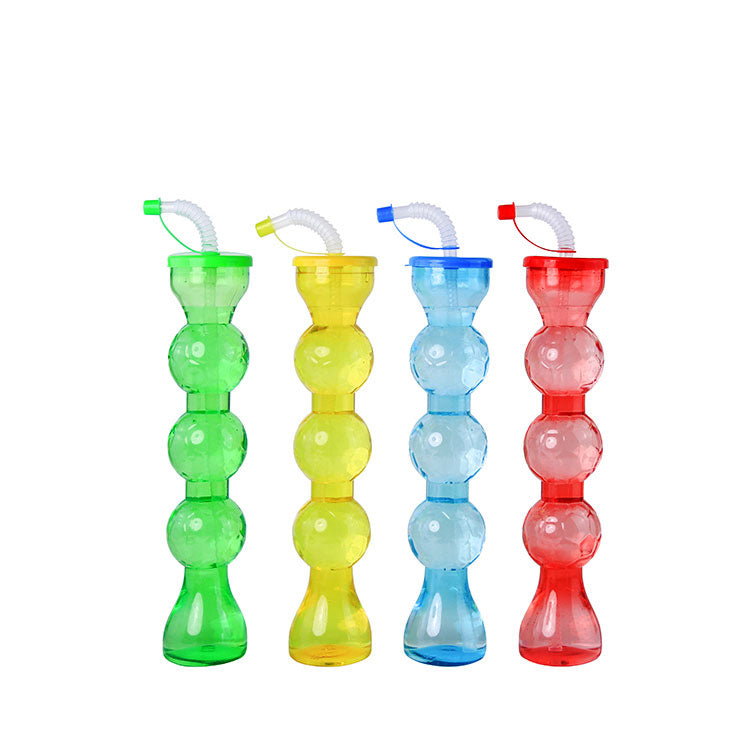 450-500ml Multi-Ball Tower Plastic Straw Cup 30×6cm PET Party Drinking Bottle