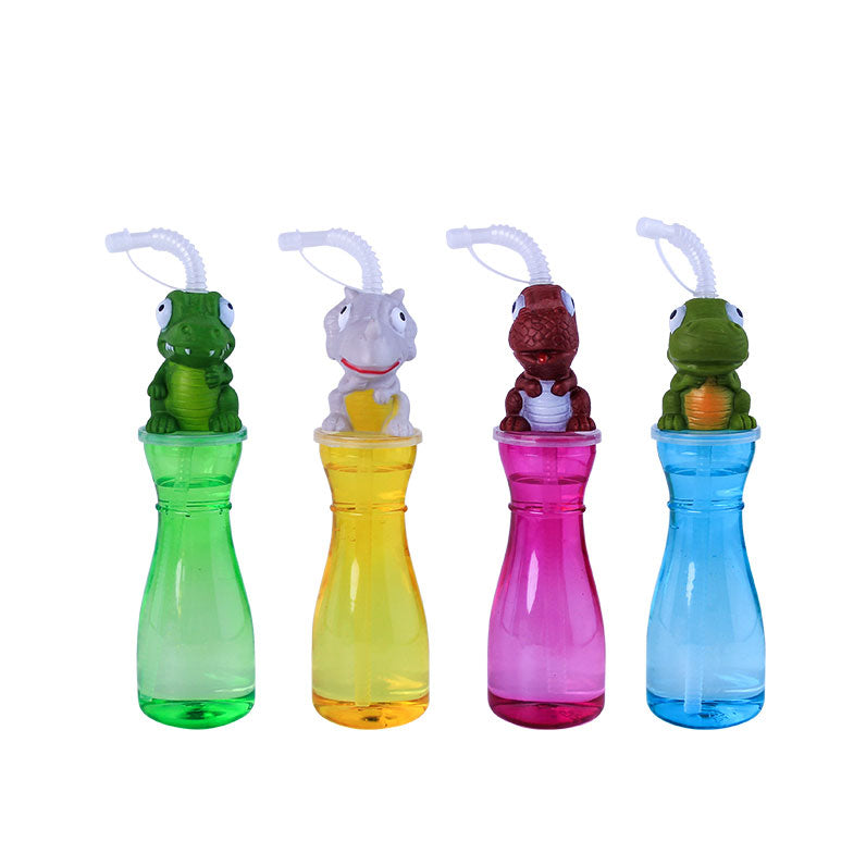 450-500ML Cute Dinosaur Head Plastic Drink Straw Cup Custom Printing Reusable Souvenir Cup For Children Birthday Party Water Park Bar