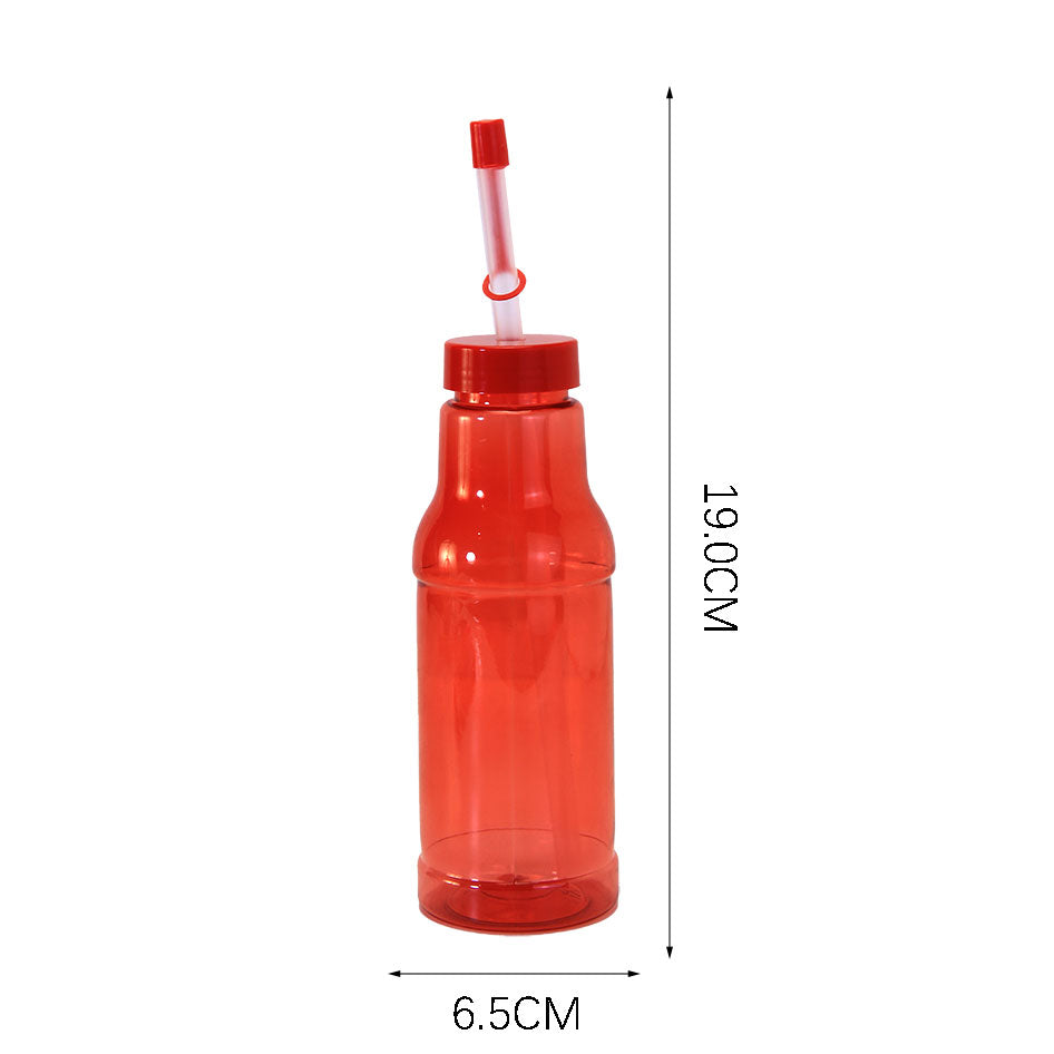 500ML Transparent PET Plastic Straw Bottle Reusable Custom Logo Water Tumbler Portable Juice Drinking Cup