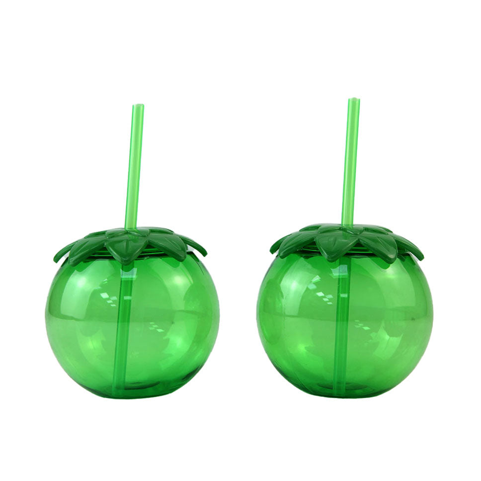 500ML Transparent Fruit Shape PET Straw Cup Reusable Custom Logo Plastic Party Juice Tumbler