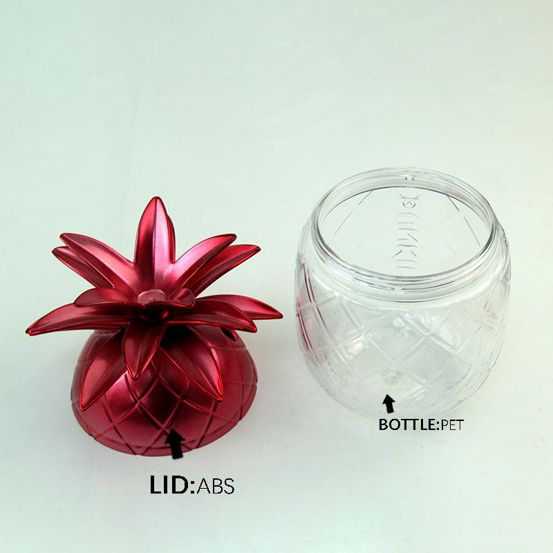 700ML Pineapple Shape Transparent PET Plastic Cup Reusable Custom Logo Party Juice Tumbler
