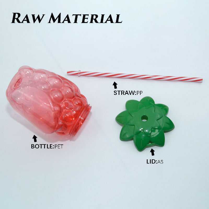 Cute Grape Shaped Plastic Straw Cup 450-500ML PET PP Reusable Fruit Tumbler Custom Logo Summer Party Cold Drink Cup