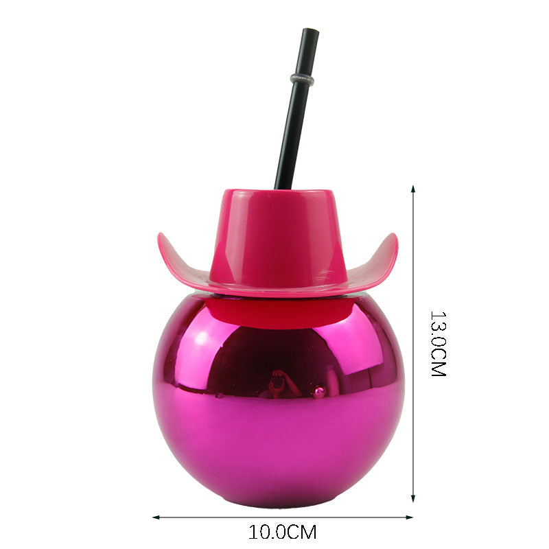 Discoball Cup Custom Logo Wholesale PET Plastic Slush Cup  500ML Disco Ball Cowboy Hat Plastic Cup Custom Logo PET PP AS Party Drinking Tumbler With Straw Custom Color Wholesale