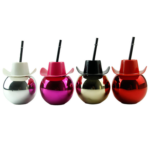 Discoball Cup Custom Logo Wholesale PET Plastic Slush Cup  500ML Disco Ball Cowboy Hat Plastic Cup Custom Logo PET PP AS Party Drinking Tumbler With Straw Custom Color Wholesale