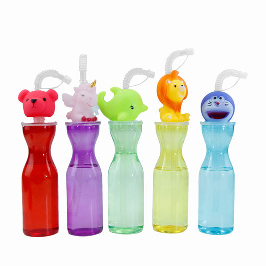 Wholesale 500ML Cartoon Animal Head PET Straw Cup Custom Color Logo Plastic Drink Tumbler For Restaurant Milk Tea Store Kids Birthday Party OEM Manufacturer