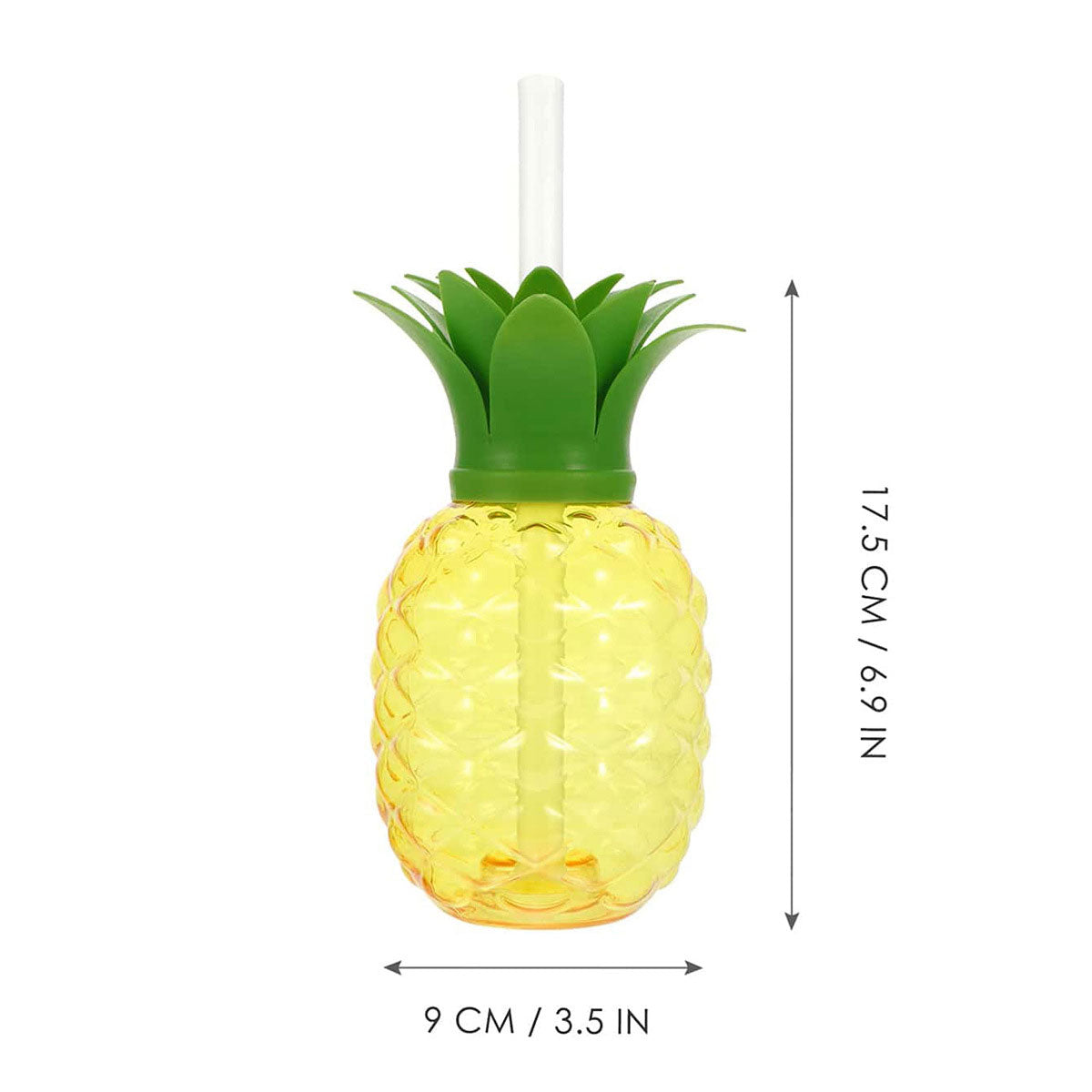 500ML Pineapple Shape PET Plastic Straw Cup Transparent Reusable Custom Logo Party Juice Tumbler
