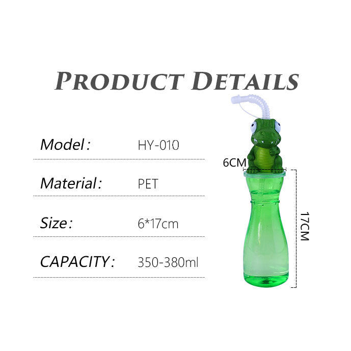 450-500ML Cute Dinosaur Head Plastic Drink Straw Cup Custom Printing Reusable Souvenir Cup For Children Birthday Party Water Park Bar