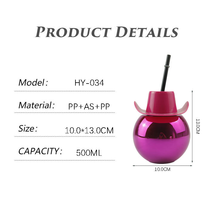 Discoball Cup Custom Logo Wholesale PET Plastic Slush Cup  500ML Disco Ball Cowboy Hat Plastic Cup Custom Logo PET PP AS Party Drinking Tumbler With Straw Custom Color Wholesale