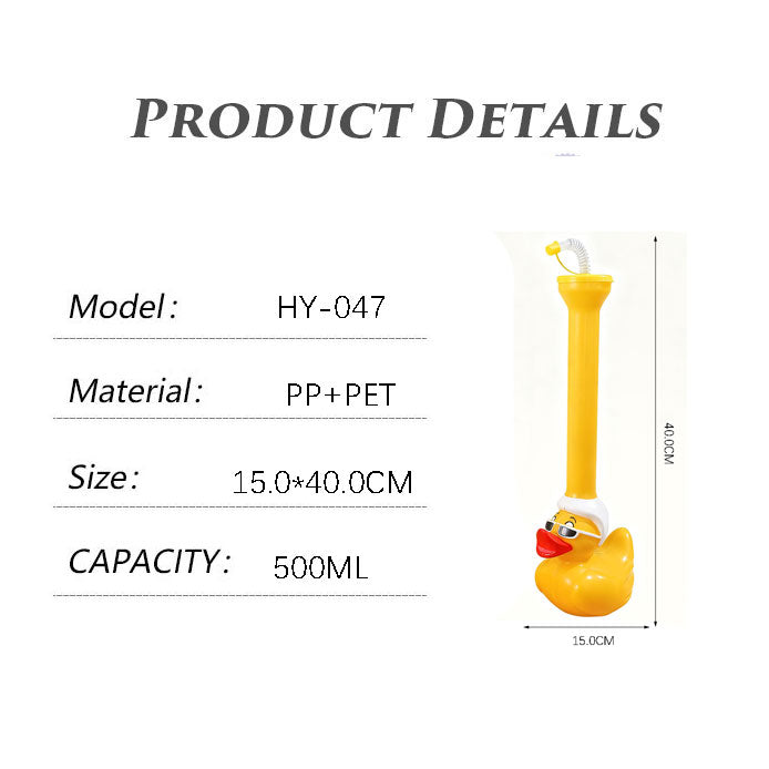 Cool Yellow Duck Tall Plastic Straw Cup 1000ML Reusable Party Tumbler Custom Logo Water Drink Cup