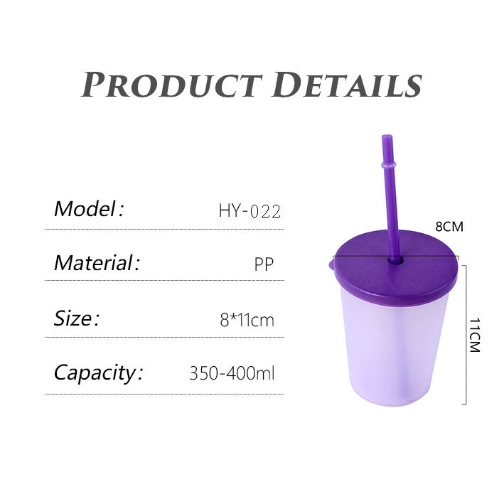 600ml Plastic Cup With Lid & Straw Custom Print PET Drink Tumbler Wholesale