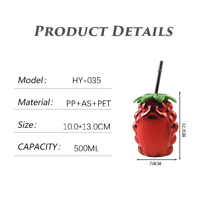 450-500ML Electroplated Grape Shape Plastic Cup Custom Logo PET PP PE Party Tumbler With Straw Custom Color Wholesale