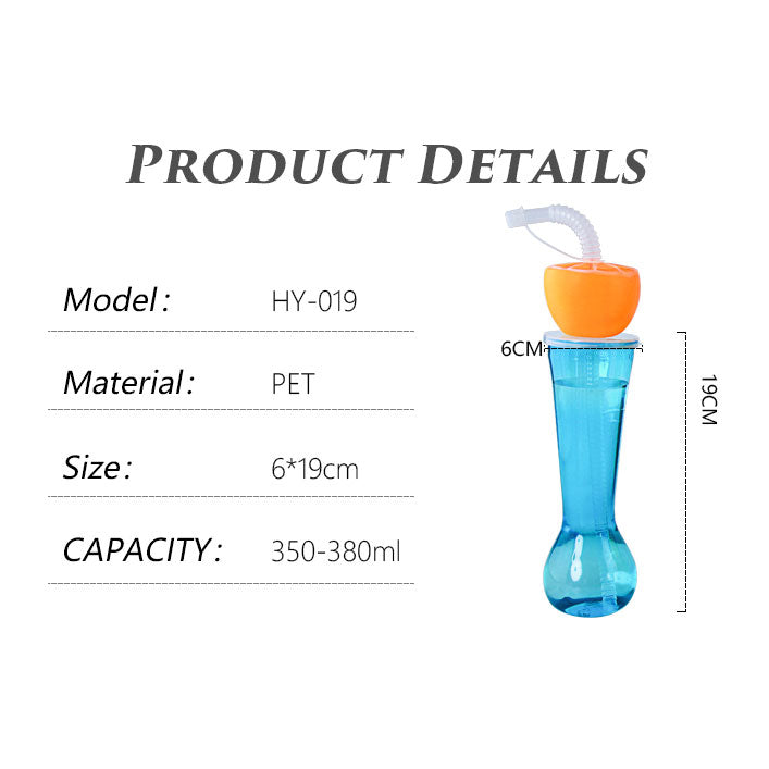350ml Fruit Shaped Lid Plastic Yard Cup With Straw Custom Print Party Drink Tumbler